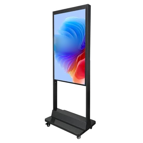 Totem d'affichage numérique mobile sur roulettes
